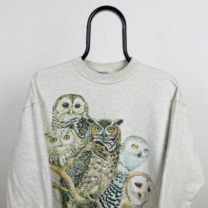 Retro 90s Owl Sweatshirt Grey Large