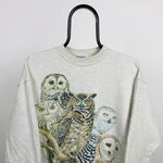Retro 90s Owl Sweatshirt Grey Large