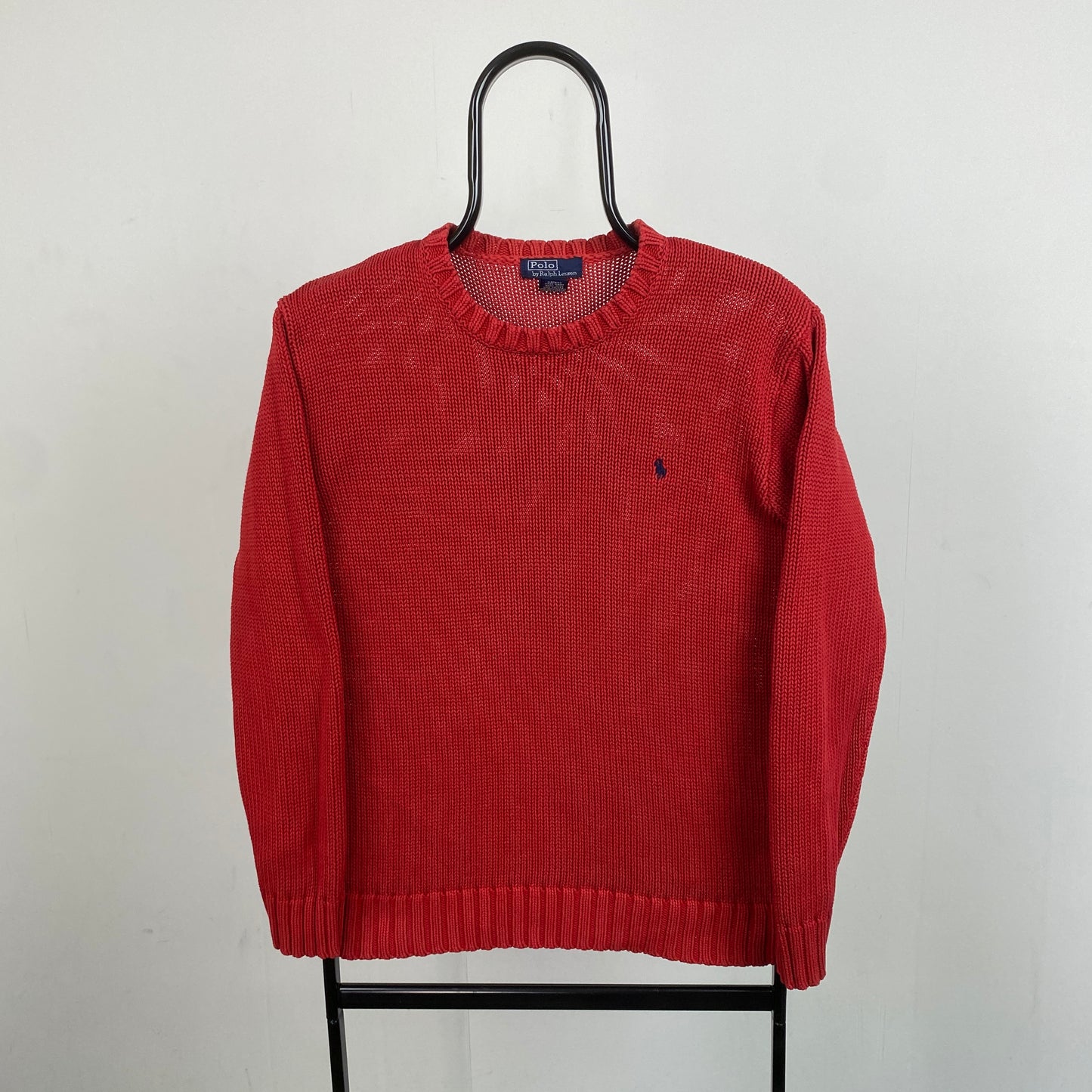 Retro Polo Ralph Lauren Knit Sweatshirt Red Womens Small