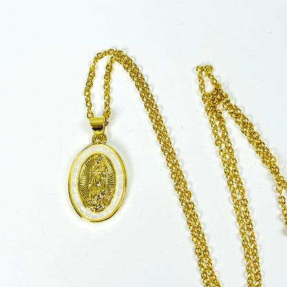 Jesus Gemstone Necklace Gold Opal