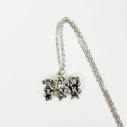 Three Wise Monkeys Silver Necklace