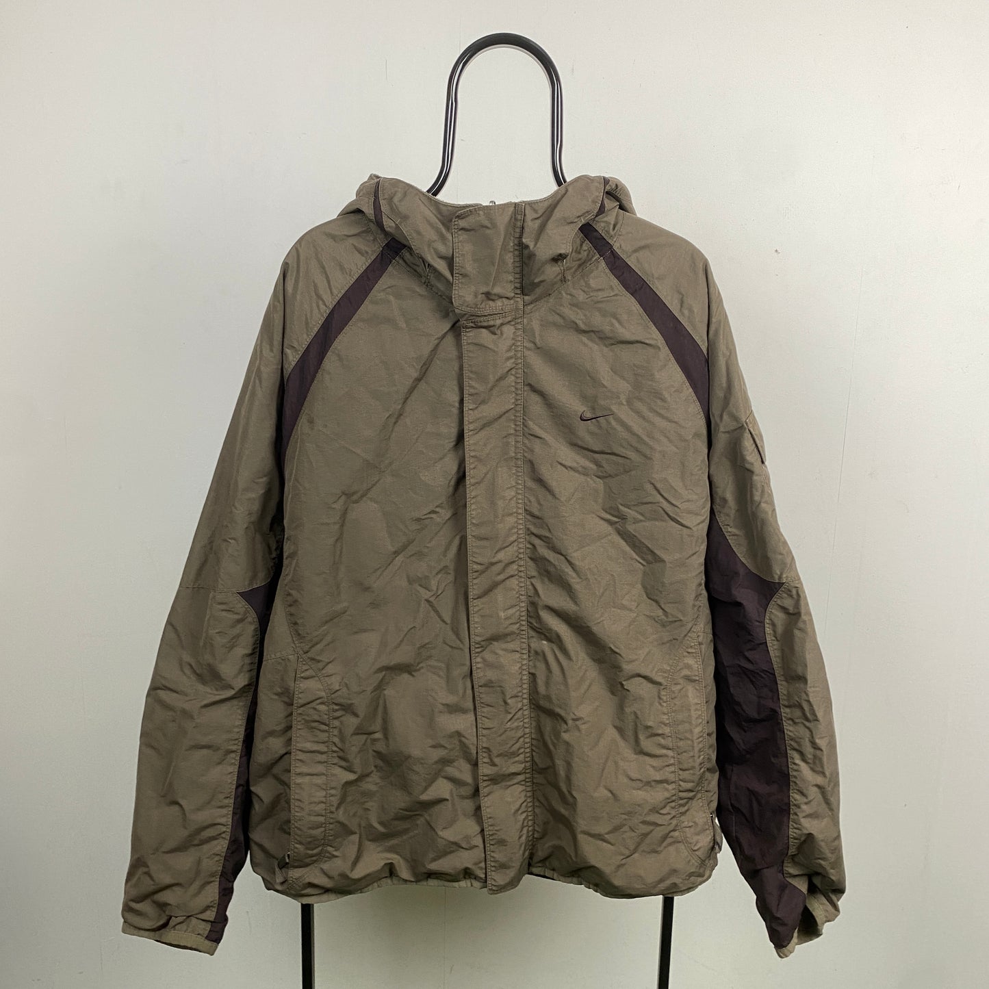 90s Nike Reversible Fleece Coat Jacket Brown XL