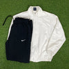 00s Nike Court Windbreaker Jacket + Joggers Set White Medium