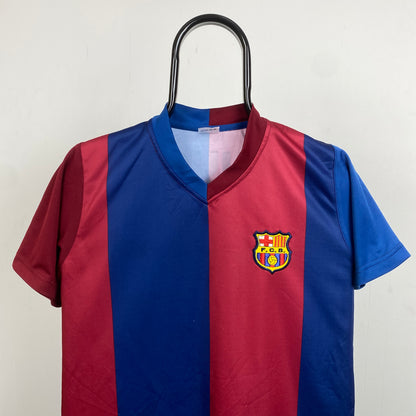 Retro Barcelona Football Shirt T-Shirt Blue XS