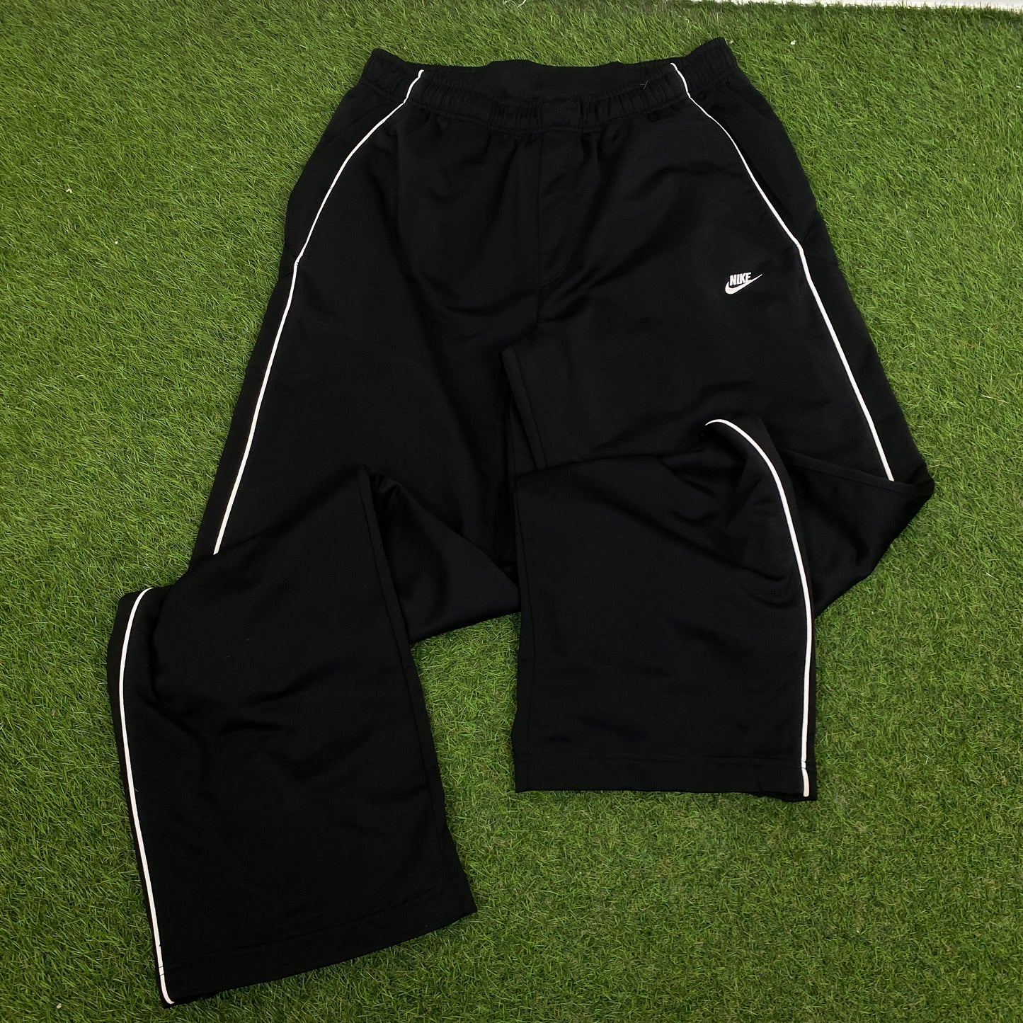 00s Nike Piping Windbreaker Jacket + Joggers Set Black Medium