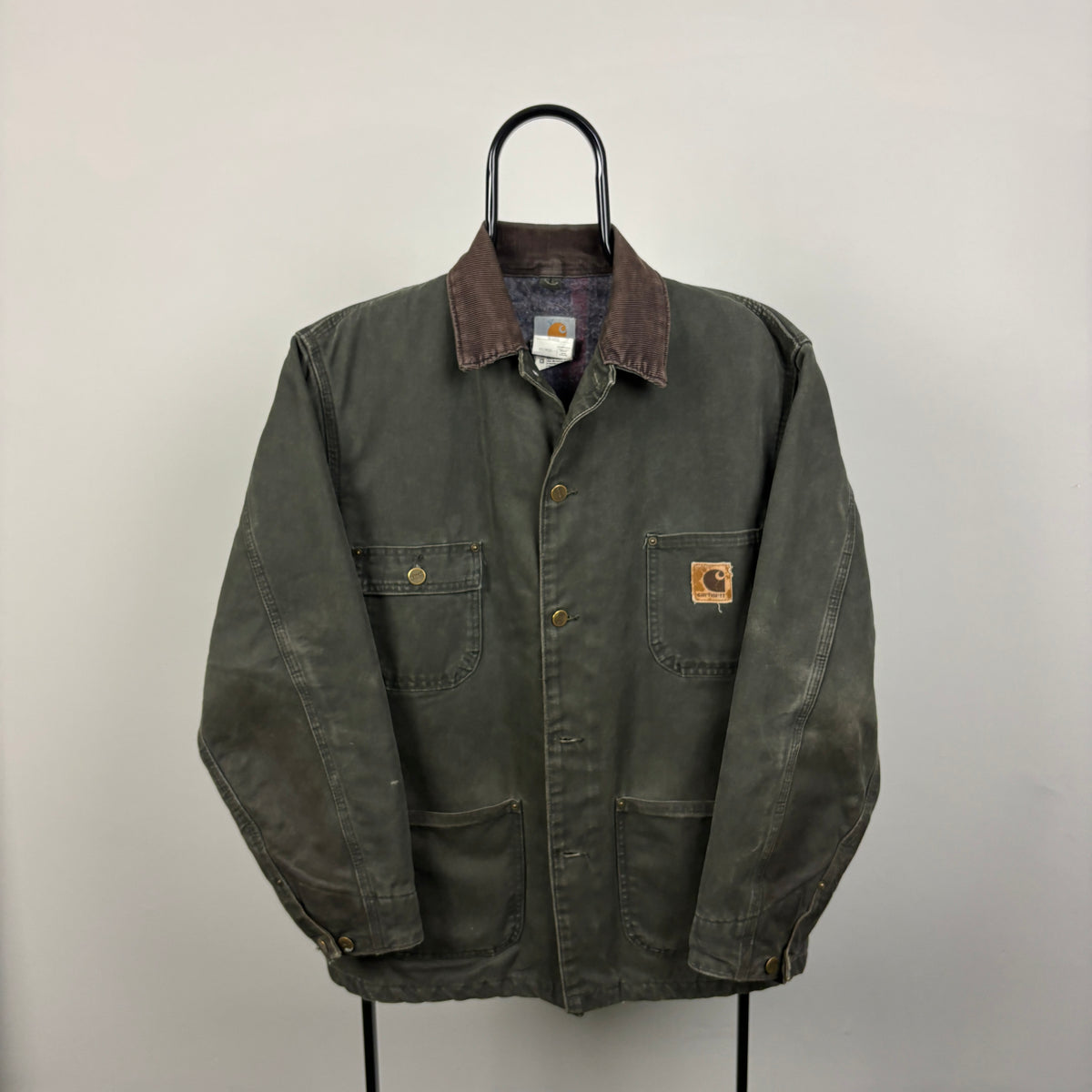 90s Carhartt Blanket Lined Chore Coat Jacket Green Medium