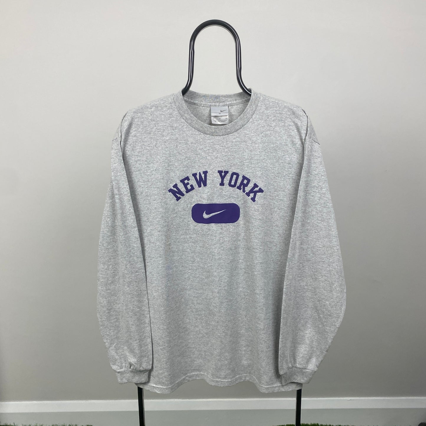00s Nike New York Long Sleeve T-Shirt Grey Medium