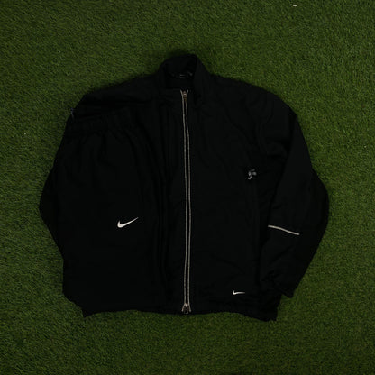 00s Nike Piping Tracksuit Jacket + Joggers Set Black Large