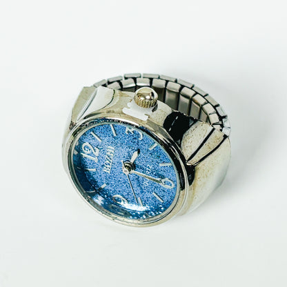 Vintage Watch Ring Blue Sparkle