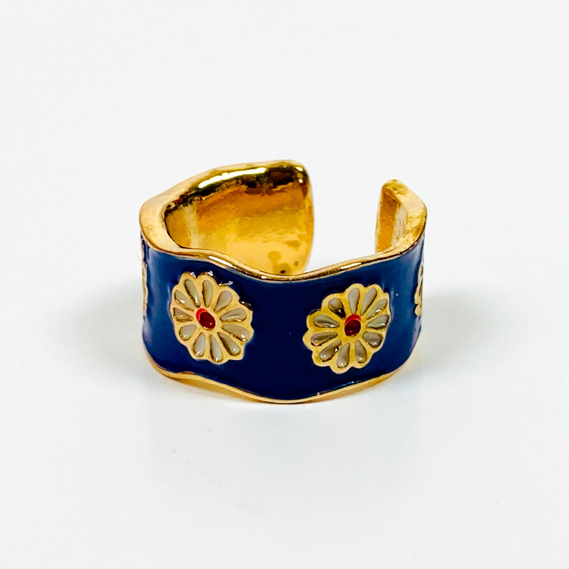 Vintage Retro Adjustable Flower Ring Gold