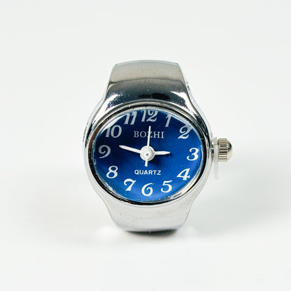 Retro Adjustable Watch Ring Oval Blue