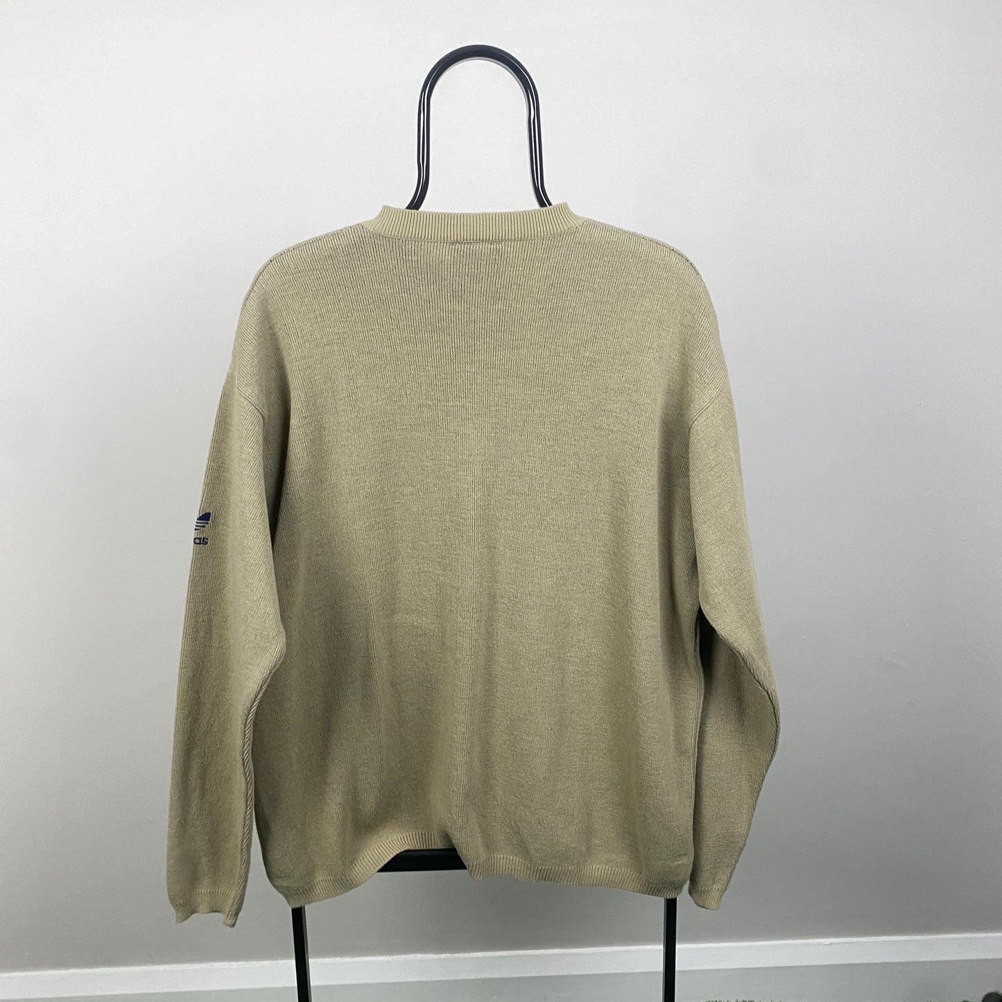 90s Adidas Trefoil Knit Sweatshirt Brown Large