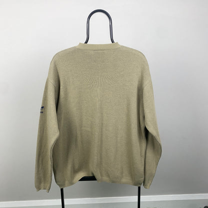 90s Adidas Trefoil Knit Sweatshirt Brown Large