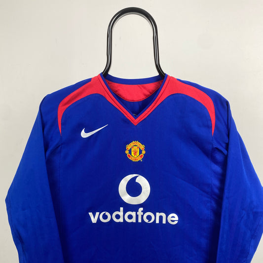 00s Nike Manchester United Football Shirt T-Shirt Blue XS