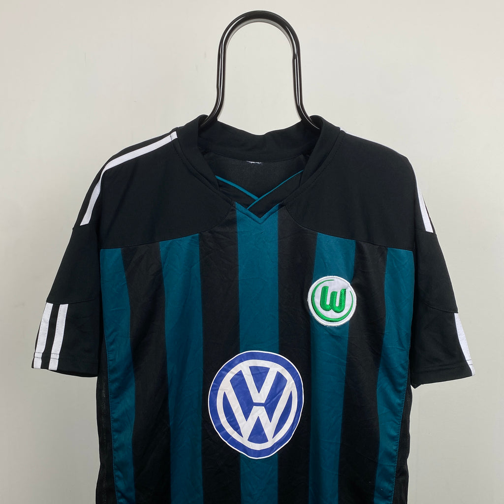 Retro 90s Wolfsburg Fan Style Football Shirt T-Shirt Blue XL