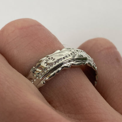 Retro Vintage Indent Ring Silver