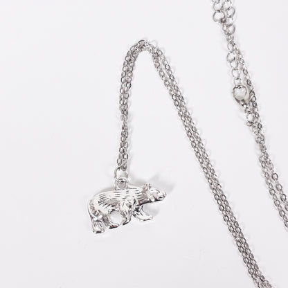 Bear Charm Necklace Silver