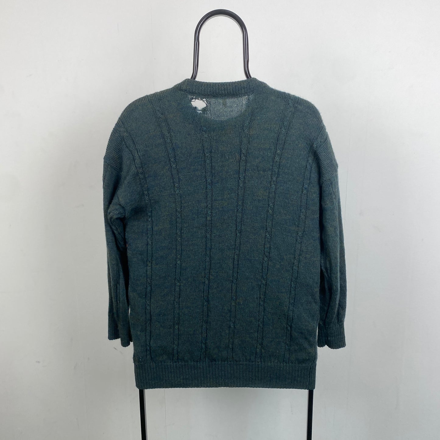 Retro 90s Sheep Knit Sweatshirt Green Small