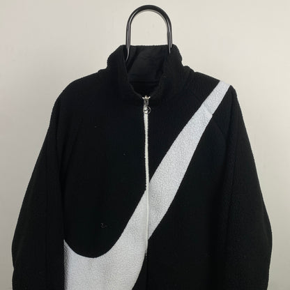 00s Nike Reversible Fleece Coat Jacket Black Small