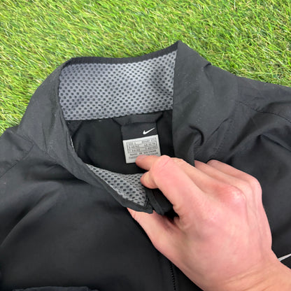 00s Nike Piping Tracksuit Jacket + Joggers Set Black Large