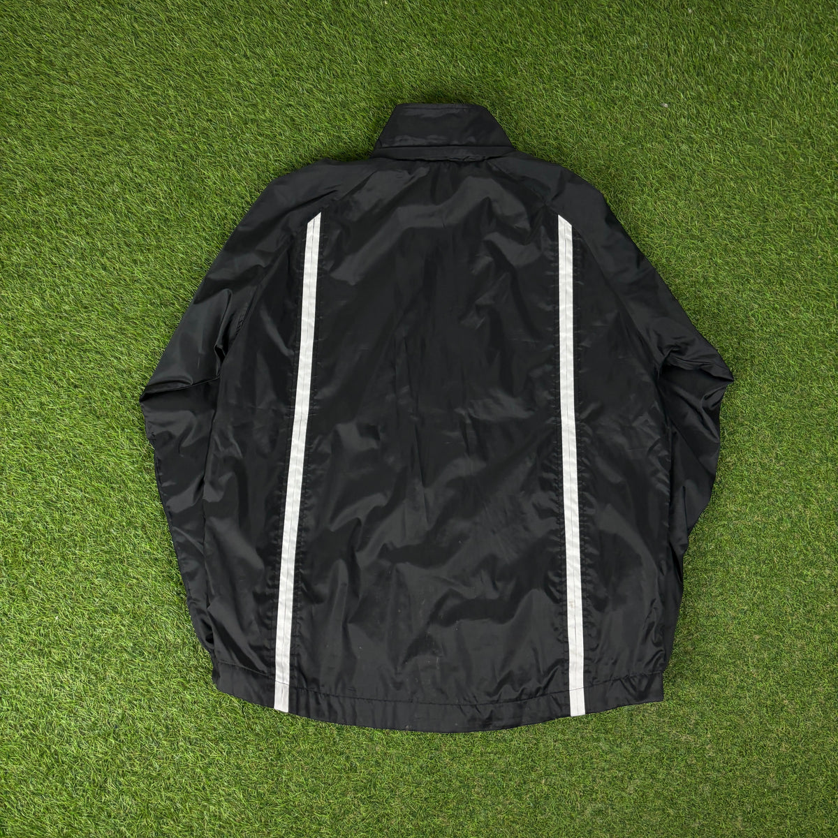 00s Nike Piping Windbreaker Jacket + Joggers Set Black Medium