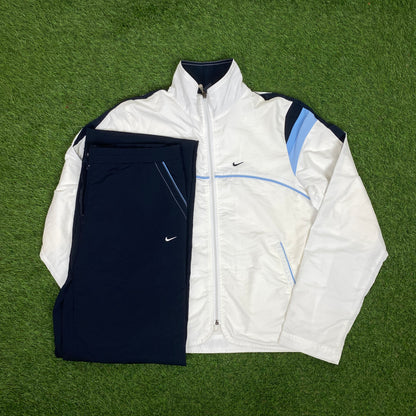 00s Nike Piping Tracksuit Set Jacket + Joggers White XL