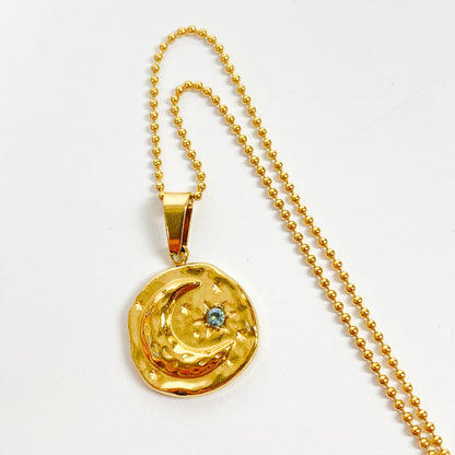 Retro Moon Necklace Chain Gold