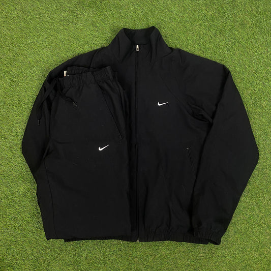 00s Nike Windbreaker Jacket + Joggers Set Black Small