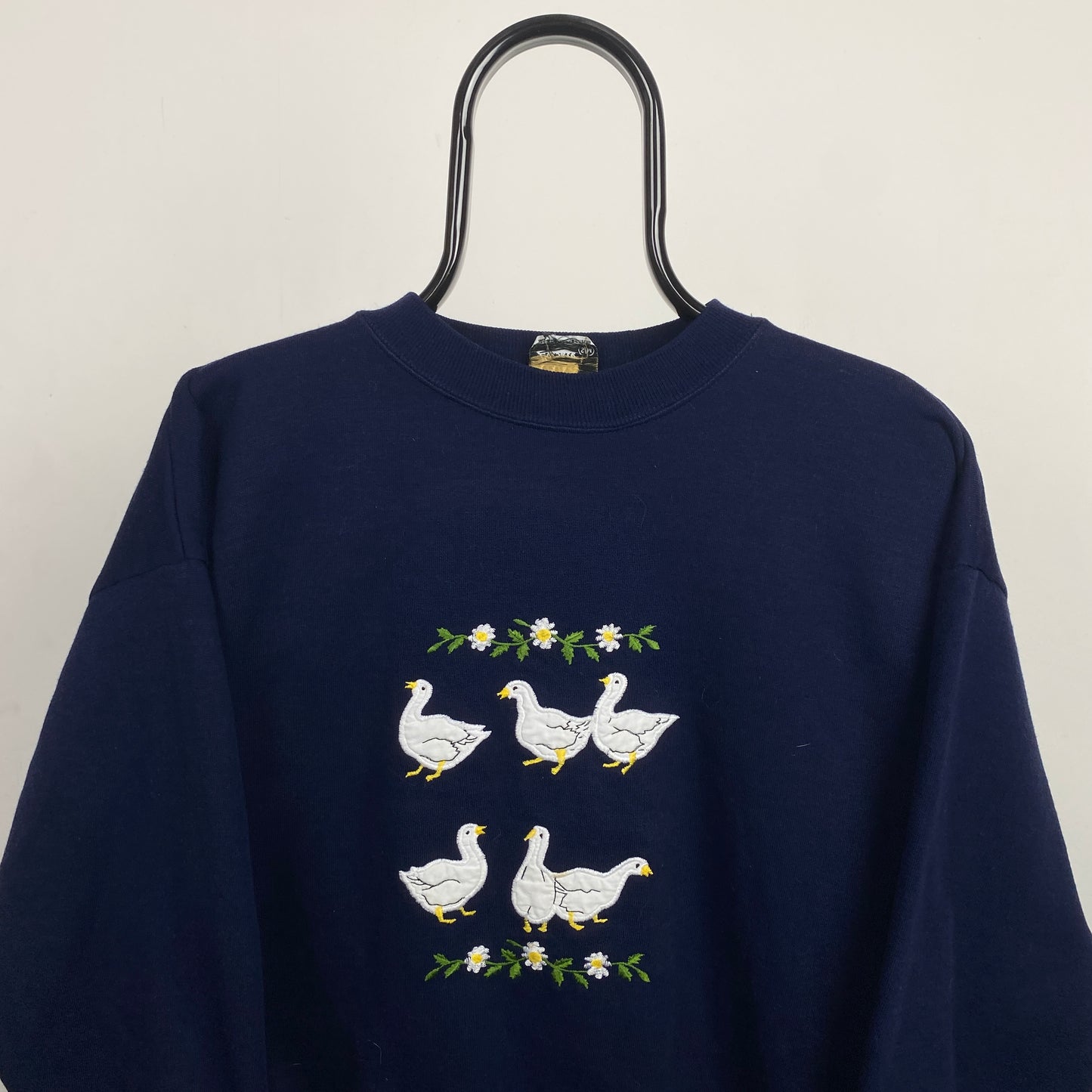 Retro 90s Acorn Goose Sweatshirt Blue Small