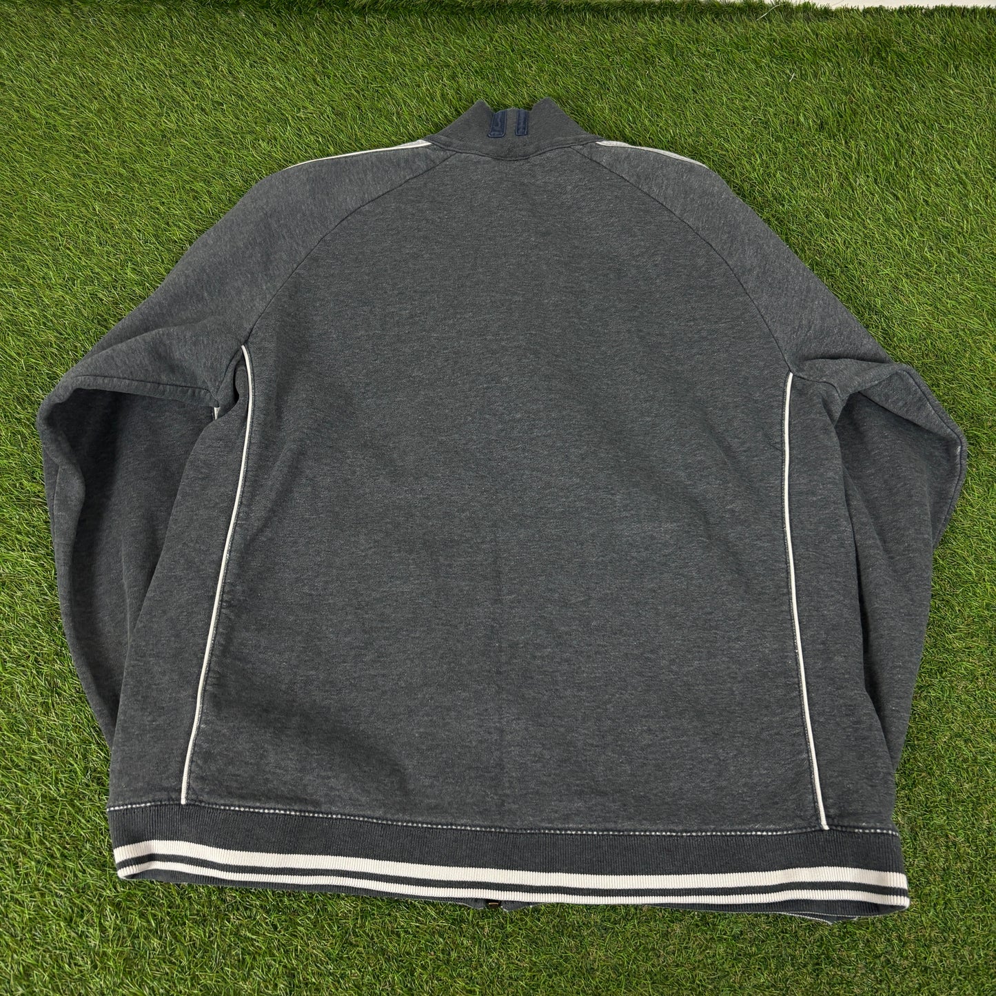 00s Nike Cotton Tracksuit Jacket + Joggers Set Grey Large