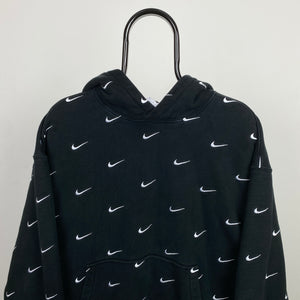 00s Nike All Over Swoosh Hoodie Black Medium