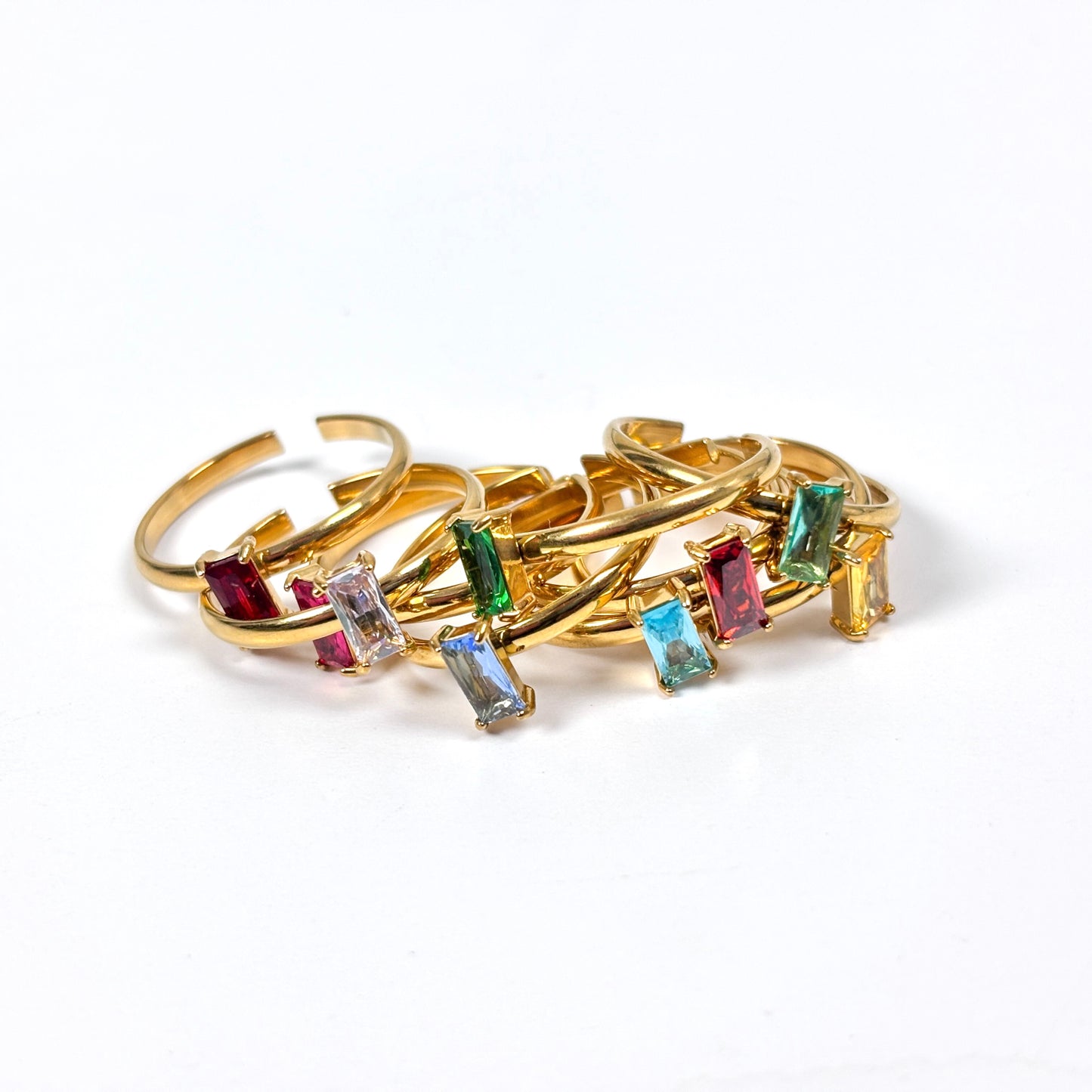 Birthstone Band Ring Stackable Gold