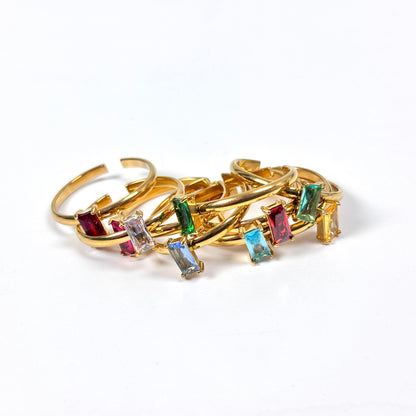 Birthstone Band Ring Stackable Gold