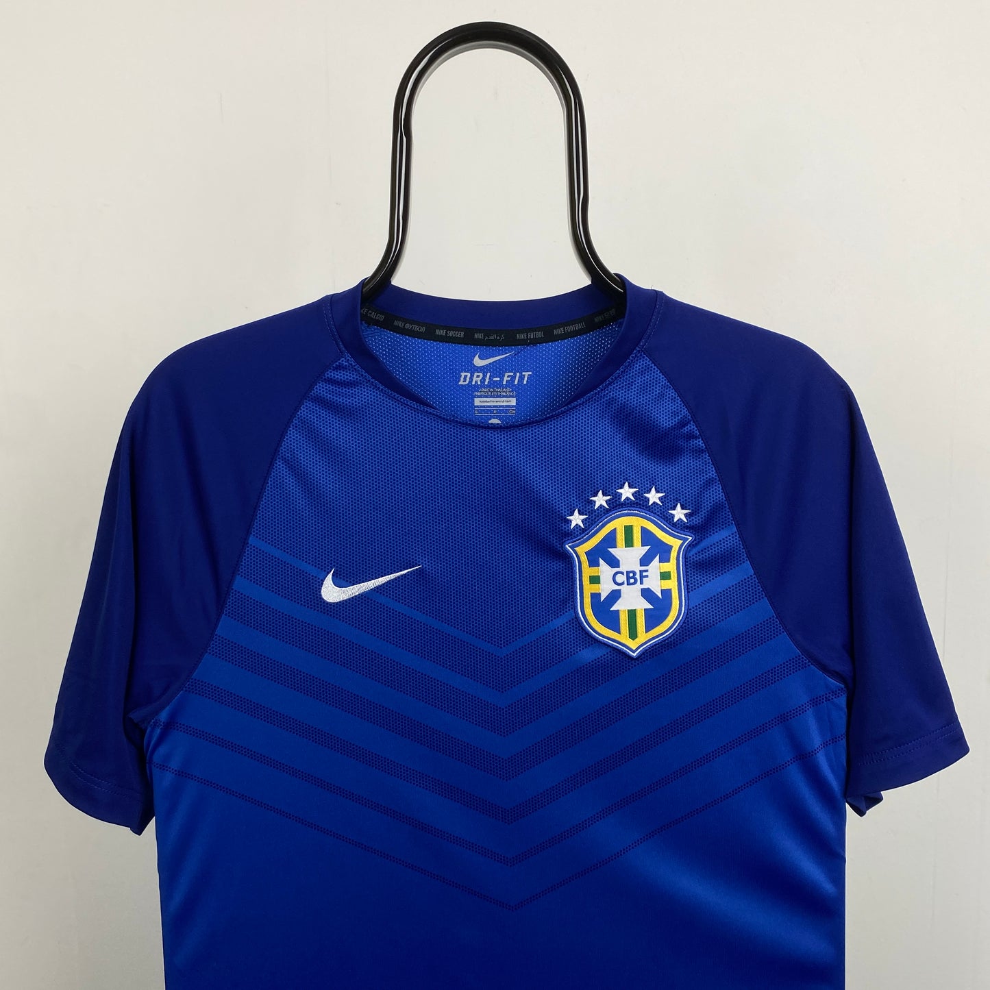 00s Nike Brazil Football Shirt T-Shirt Blue Small