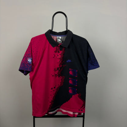 90s Nike Challenge Court Agassi Polo Shirt T-Shirt Red Large