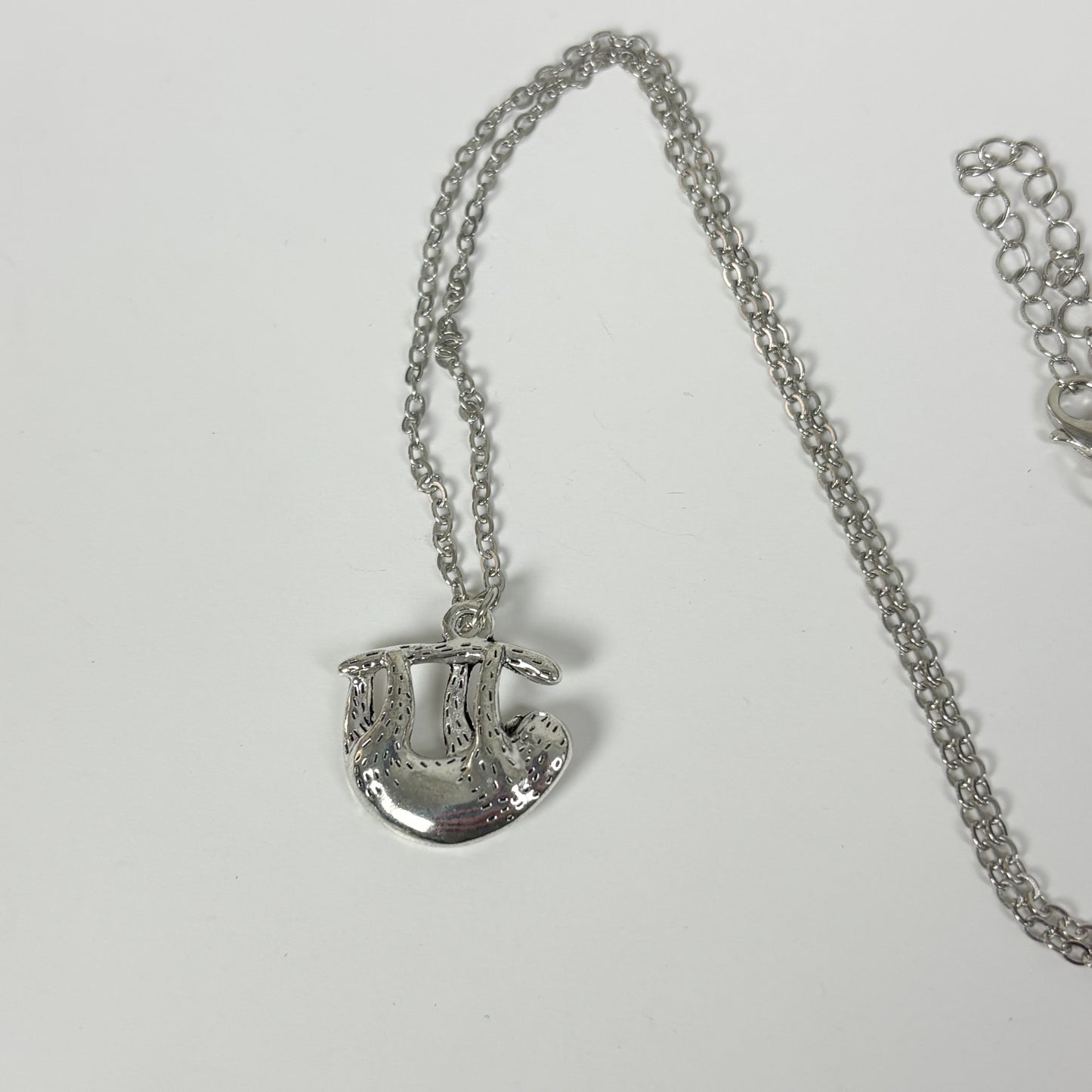 Vintage Sloth Necklace Silver