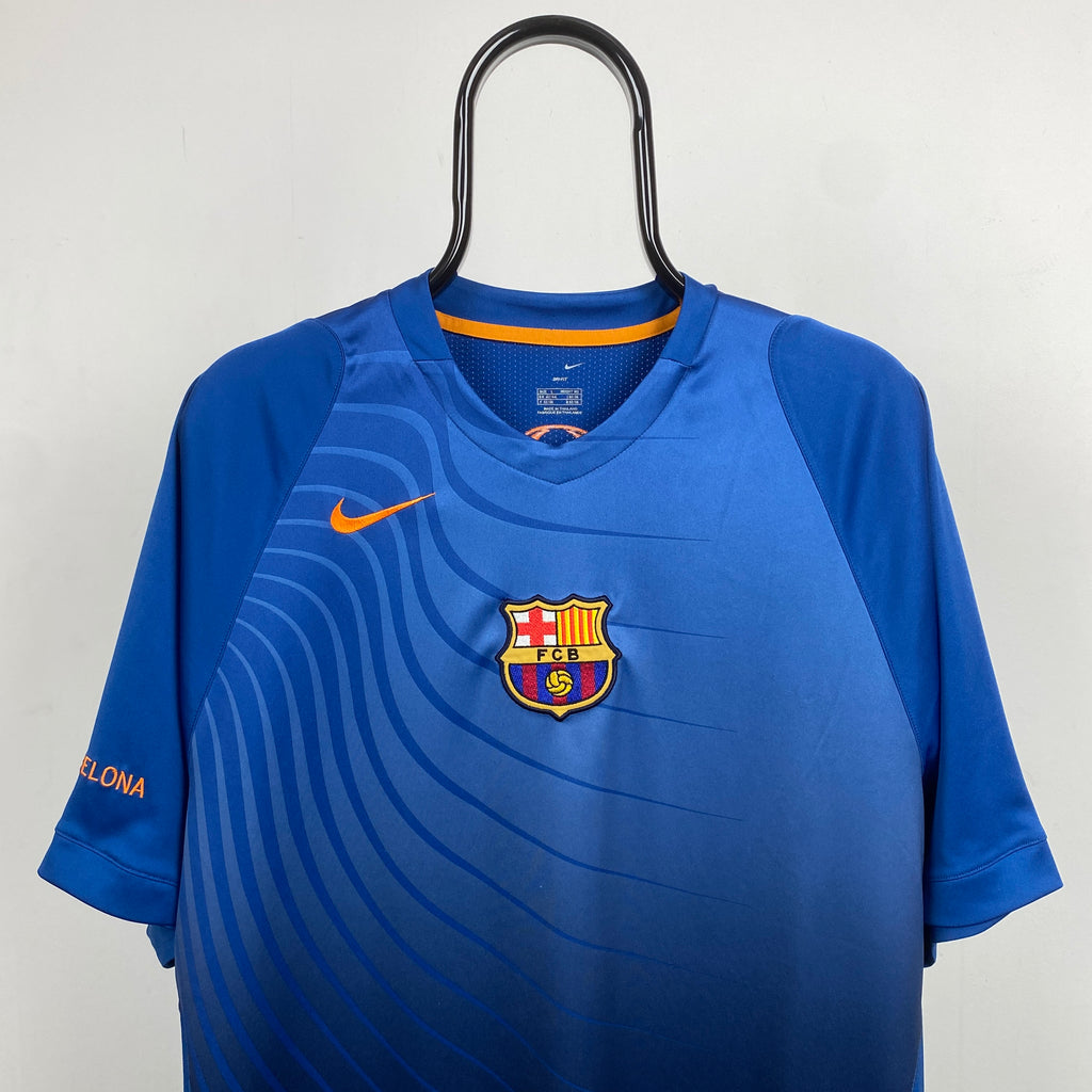 90s Nike Barcelona Football Shirt T-Shirt Blue Large