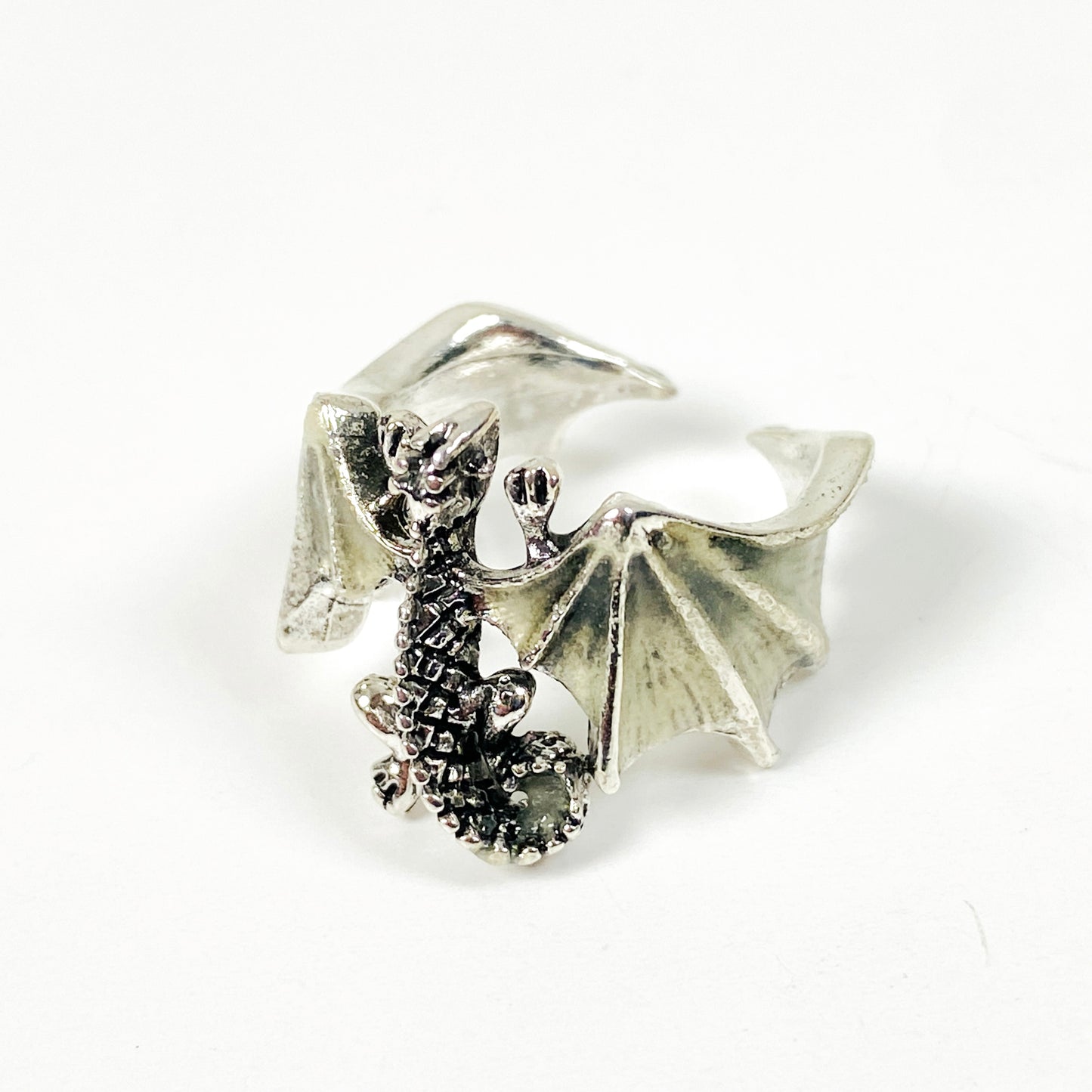 Adjustable Dragon Glow Ring Silver