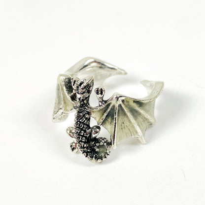 Adjustable Dragon Glow Ring Silver