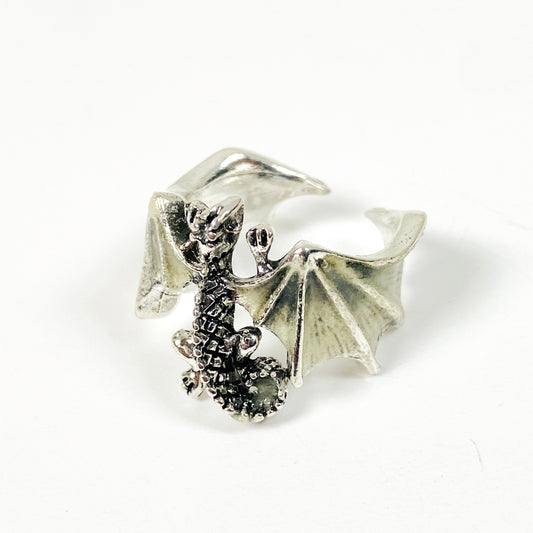 Adjustable Dragon Glow Ring Silver