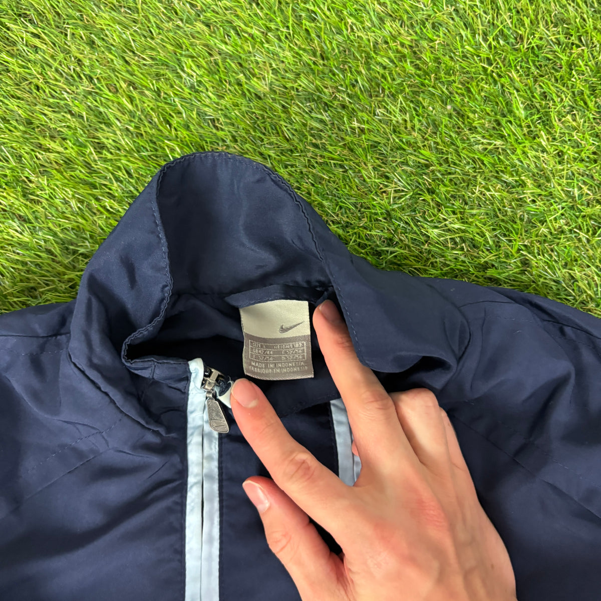 00s Nike Piping Tracksuit Jacket + Joggers Set Blue Large