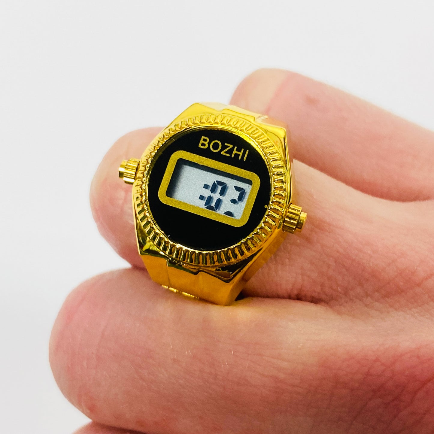 Retro Adjustable Digital Watch Ring Gold