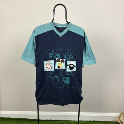 00s Wallace & Gromit T-Shirt Blue Large