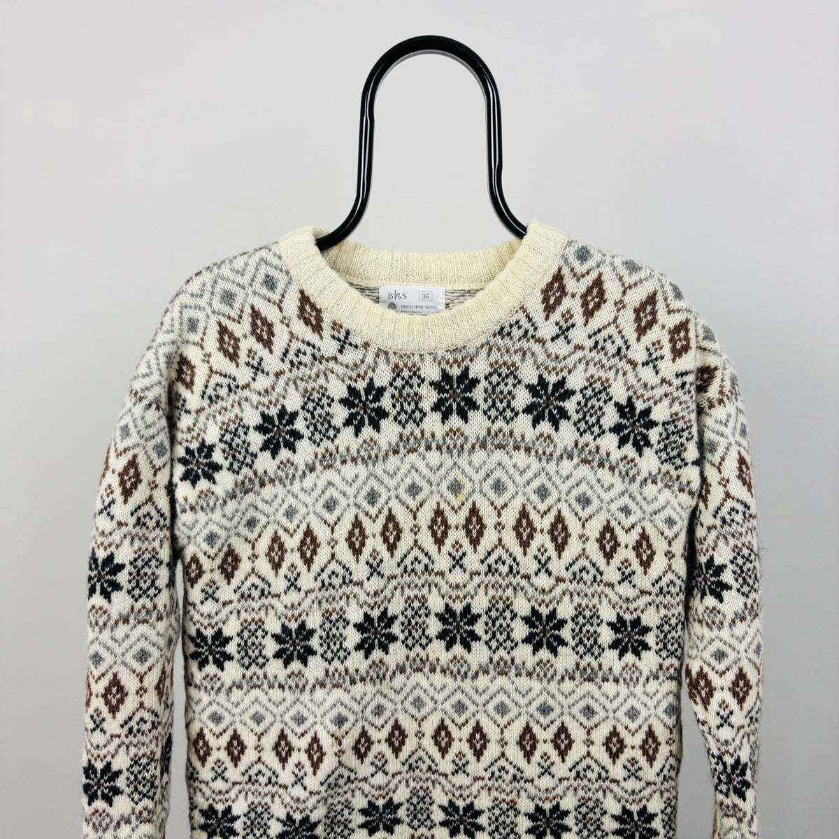 90s BHS Wool Knit Sweatshirt Brown Large