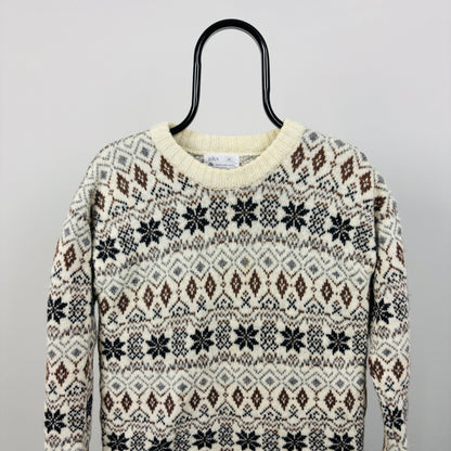 90s BHS Wool Knit Sweatshirt Brown Large