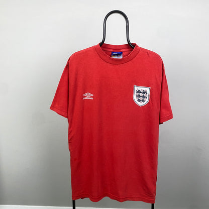 90s Umbro England Football Shirt T-Shirt Red Large