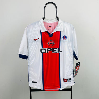 90s Nike PSG Football Shirt T-Shirt White Small