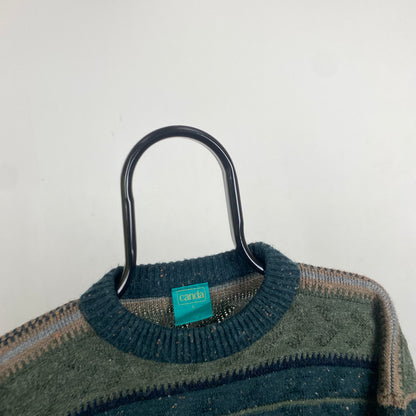 Retro Wool Knit Sweatshirt Green Large