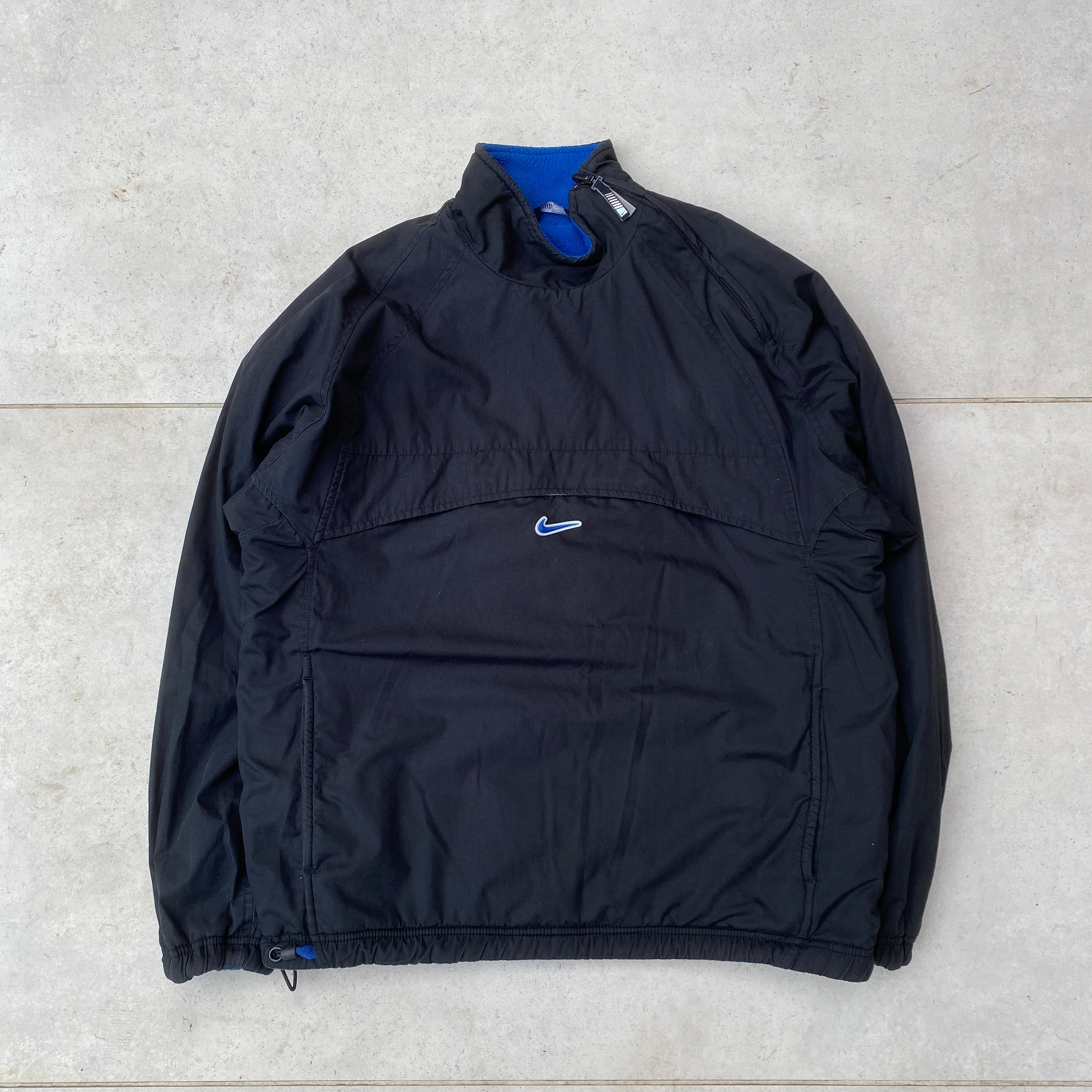 90s Nike Reversible Fleece Sidewinder Fleece Jacket Black Blue Medium