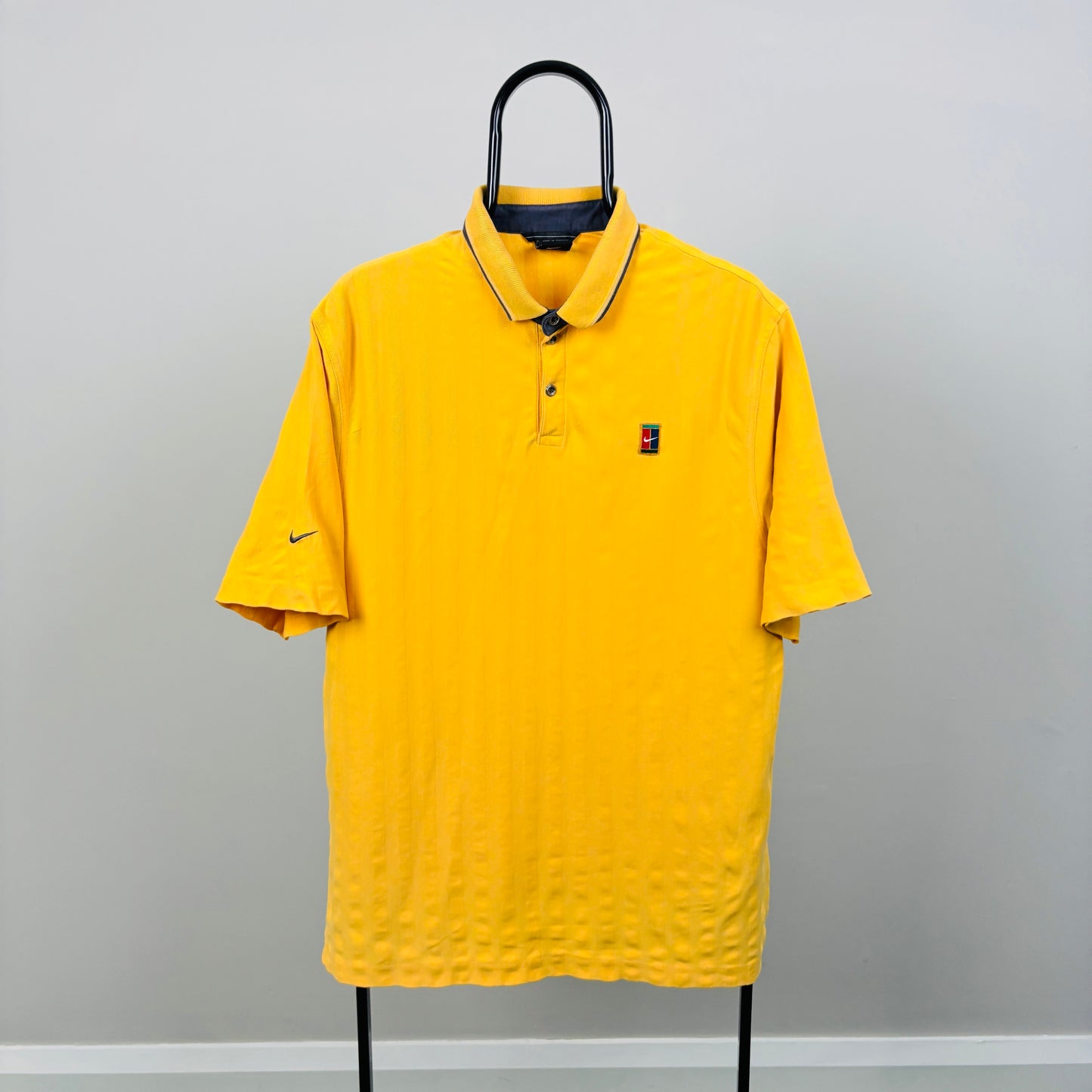 90s Nike Court Polo Shirt T-Shirt Yellow Medium